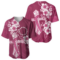 Kia Orana Cook Islands Tapa Floral With Cross Baseball Jersey Maroon LT7 - Polynesian Pride