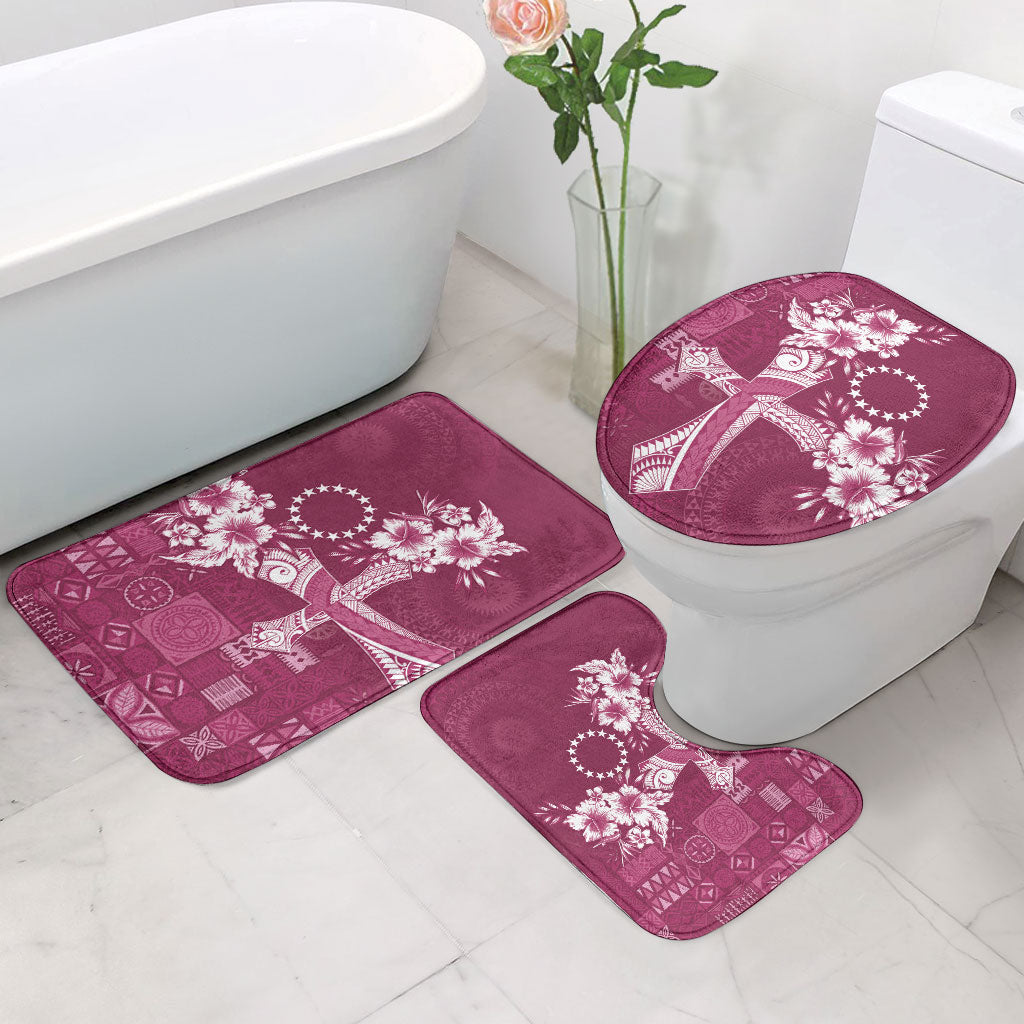 Kia Orana Cook Islands Tapa Floral With Cross Bathroom Set Maroon LT7 - Polynesian Pride