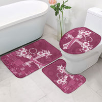 Kia Orana Cook Islands Tapa Floral With Cross Bathroom Set Maroon LT7 - Polynesian Pride