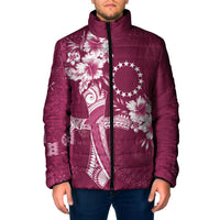 Kia Orana Cook Islands Tapa Floral With Cross Padded Jacket Maroon LT7 Men Maroon - Polynesian Pride