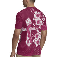Kia Orana Cook Islands Tapa Floral With Cross Rugby Jersey Maroon LT7 - Polynesian Pride
