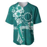 Kia Orana Cook Islands Tapa Floral With Cross Baseball Jersey Deep Teal LT7 Deep Teal - Polynesian Pride