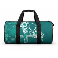 Kia Orana Cook Islands Tapa Floral With Cross Duffle Bag Deep Teal LT7 One size Deep Teal - Polynesian Pride