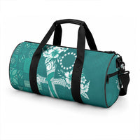 Kia Orana Cook Islands Tapa Floral With Cross Duffle Bag Deep Teal LT7 - Polynesian Pride