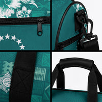 Kia Orana Cook Islands Tapa Floral With Cross Duffle Bag Deep Teal LT7 - Polynesian Pride