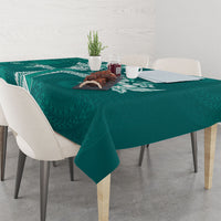 Kia Orana Cook Islands Tapa Floral With Cross Tablecloth Deep Teal LT7 - Polynesian Pride