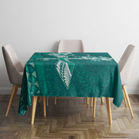 Kia Orana Cook Islands Tapa Floral With Cross Tablecloth Deep Teal LT7 - Polynesian Pride