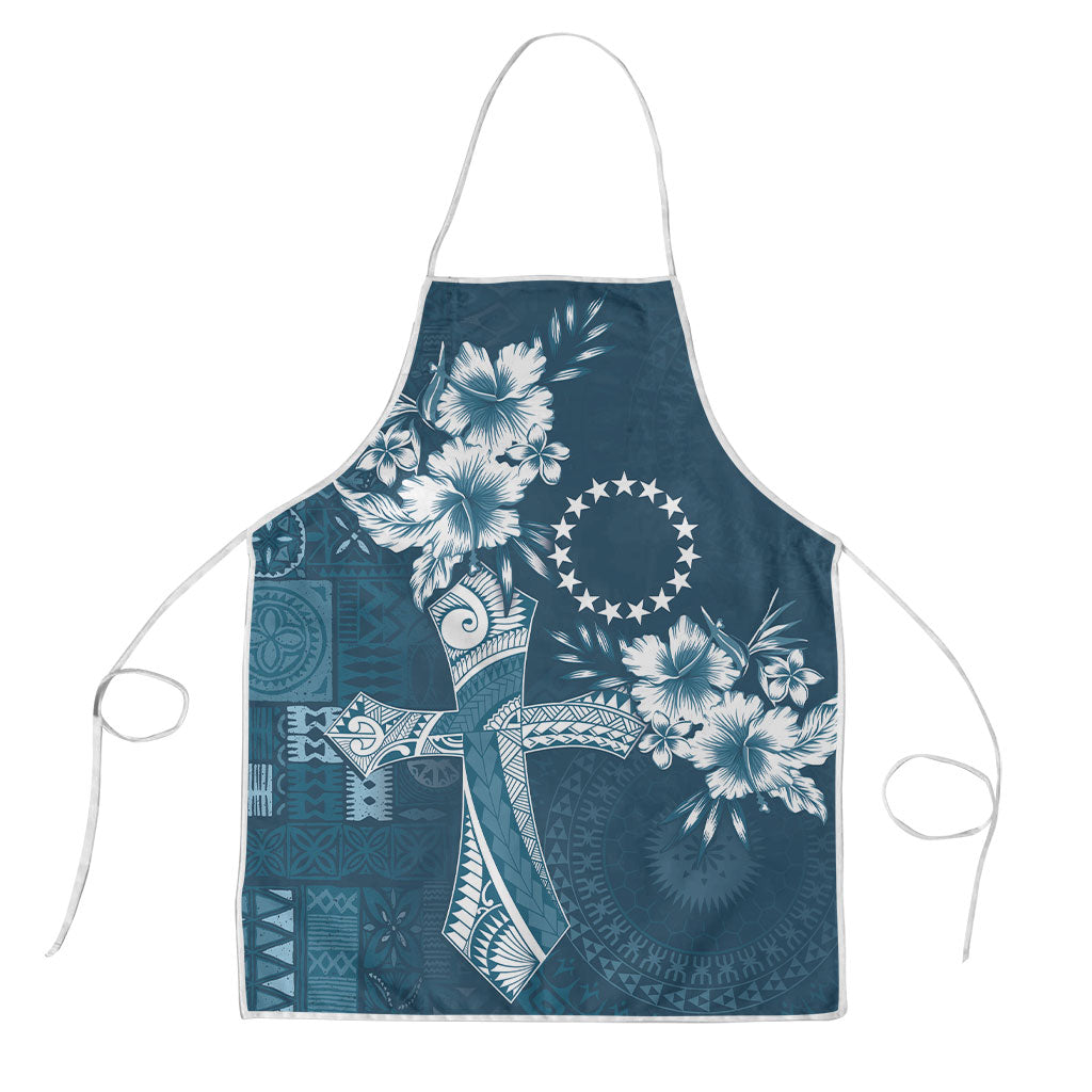 Kia Orana Cook Islands Tapa Floral With Cross Apron Navy Blue