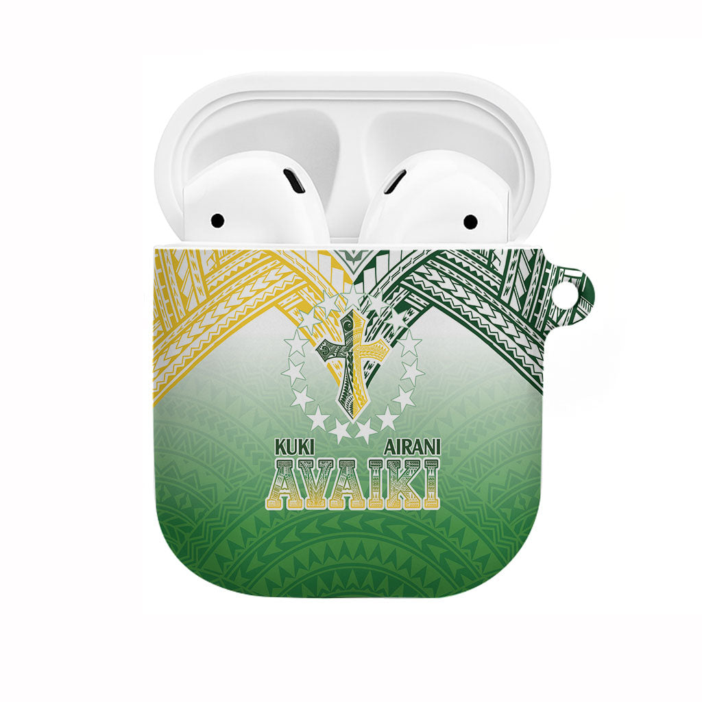 Cook Islands Rugby Medallion Of Stars AirPods Case Kuki Airani Avaiki LT7 White Green - Polynesian Pride