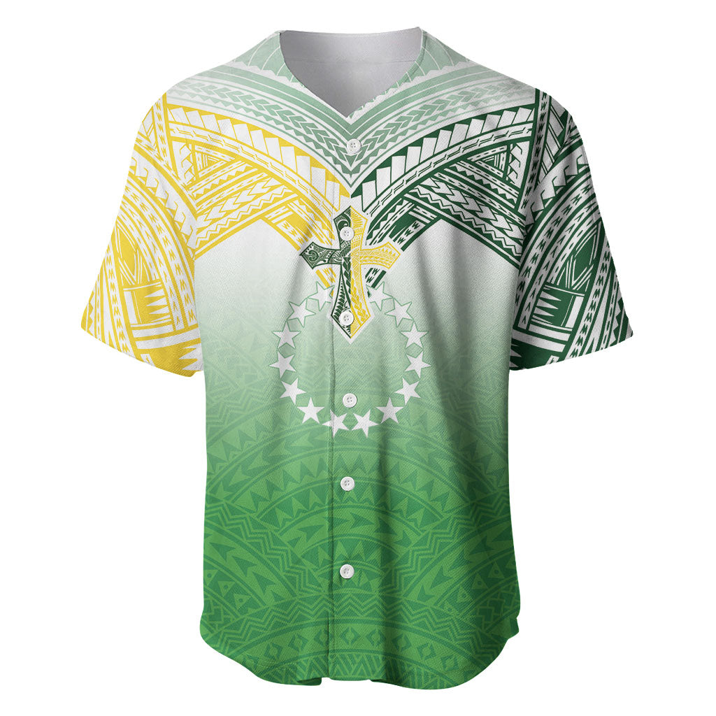 Cook Islands Rugby Medallion Of Stars Baseball Jersey Kuki Airani Avaiki LT7 White Green - Polynesian Pride