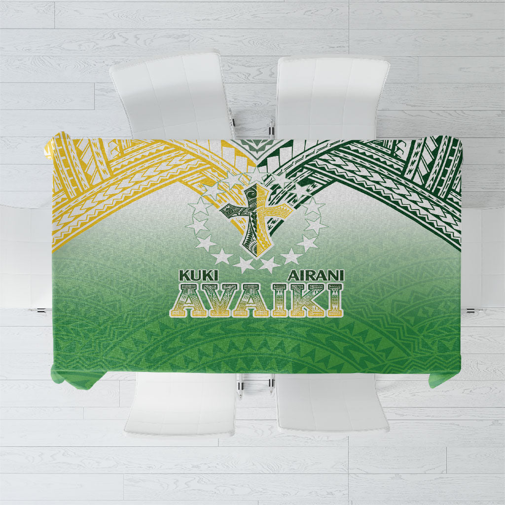 Cook Islands Rugby Medallion Of Stars Tablecloth Kuki Airani Avaiki LT7 White Green - Polynesian Pride