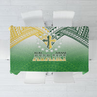 Cook Islands Rugby Medallion Of Stars Tablecloth Kuki Airani Avaiki LT7 White Green - Polynesian Pride