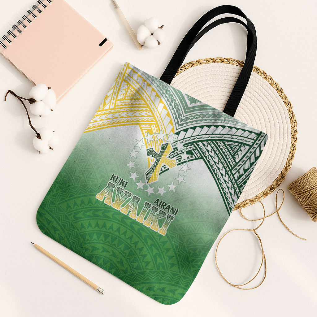 Cook Islands Rugby Medallion Of Stars Tote Bag Kuki Airani Avaiki LT7 Black Strap One Size White Green - Polynesian Pride
