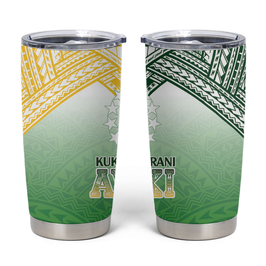 Cook Islands Rugby Medallion Of Stars Tumbler Cup Kuki Airani Avaiki LT7 White Green - Polynesian Pride