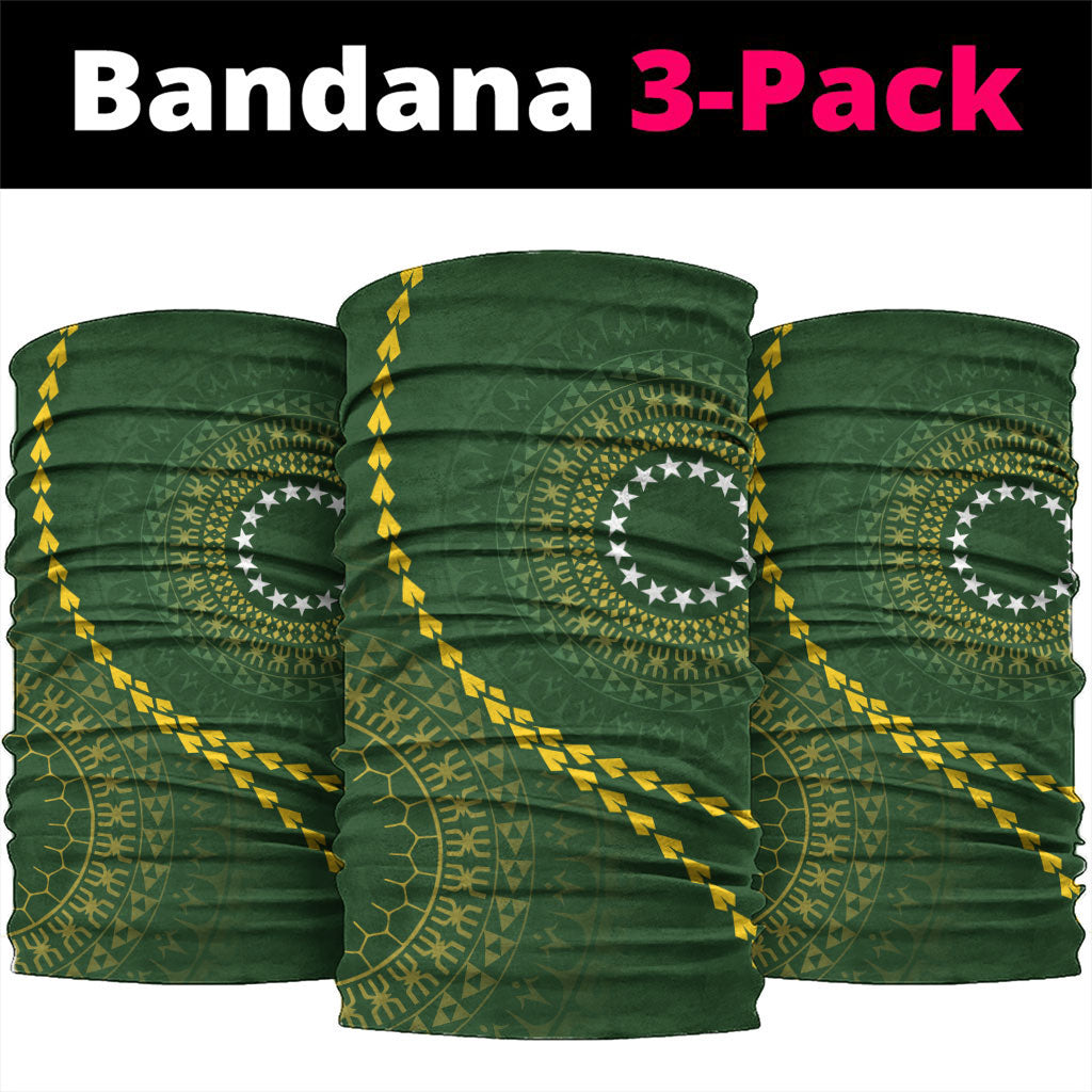 Cook Islands Rugby Neck Gaiter Kuki Tapa Motifs - Medallion Of Stars LT7 package One Size: 25*50cm Dark Green - Polynesian Pride