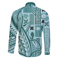 Samoa Tapa Family Matching Mermaid Dress and Hawaiian Shirt Siapo Mix Tatau Patterns - Teal LT7 - Polynesian Pride