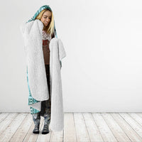 Samoa Tapa Hooded Blanket Siapo Mix Tatau Patterns - Teal LT7 - Polynesian Pride