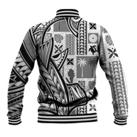 Samoa Tapa Baseball Jacket Siapo Mix Tatau Patterns - White LT7 - Polynesian Pride