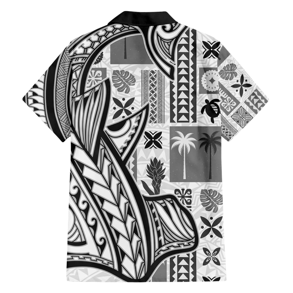 Samoa Tapa Family Matching Short Sleeve Bodycon Dress and Hawaiian Shirt Siapo Mix Tatau Patterns - White LT7 - Polynesian Pride