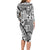 Samoa Tapa Long Sleeve Bodycon Dress Siapo Mix Tatau Patterns - White LT7 - Polynesian Pride