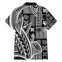 Samoa Tapa Family Matching Short Sleeve Bodycon Dress and Hawaiian Shirt Siapo Mix Tatau Patterns - Black LT7 - Polynesian Pride