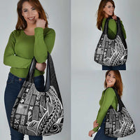 Samoa Tapa Grocery Bag Siapo Mix Tatau Patterns - Black