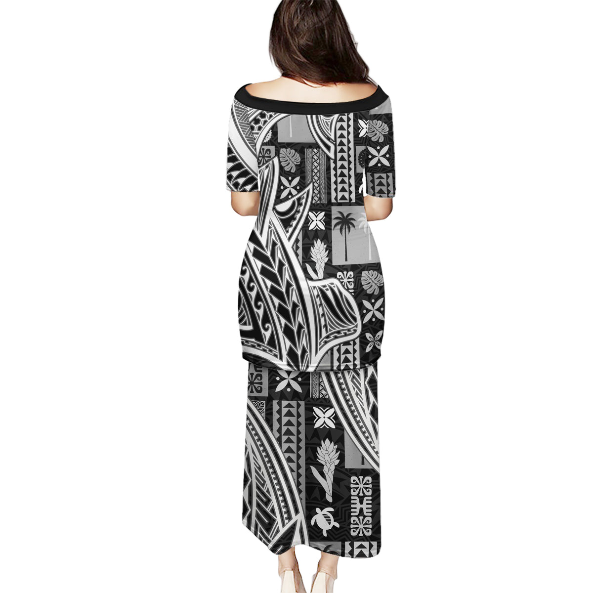 Samoa Tapa Puletasi Siapo Mix Tatau Patterns - Black LT7 - Polynesian Pride