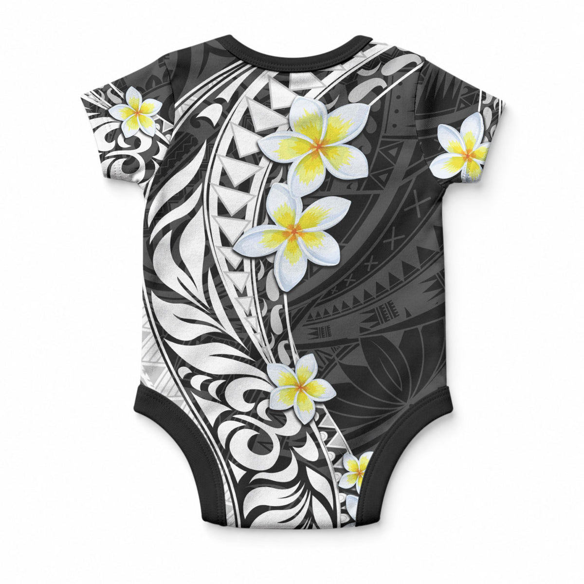 Hawaii Aloha Baby Onesie Plumeria Vintage - Black