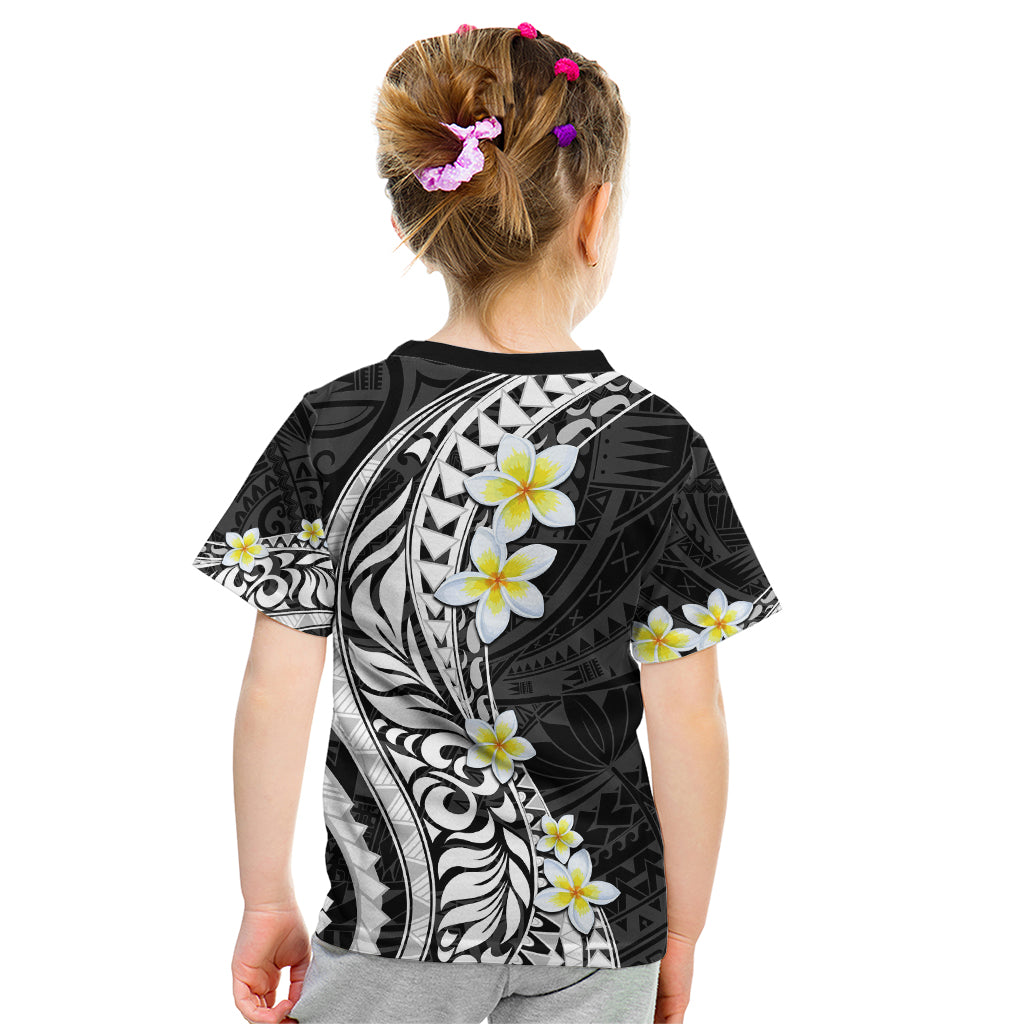 Hawaii Aloha Kid T Shirt Plumeria Vintage - Black LT7 - Polynesian Pride