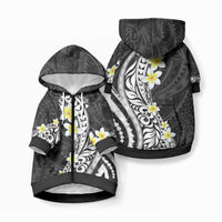 Hawaii Aloha Pet Hoodie Plumeria Vintage - Black LT7 Zip-up Black - Polynesian Pride