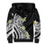 Hawaii Aloha Sherpa Hoodie Plumeria Vintage - Black LT7 - Polynesian Pride