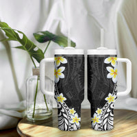 Hawaii Aloha Tumbler With Handle Plumeria Vintage - Black LT7 - Polynesian Pride