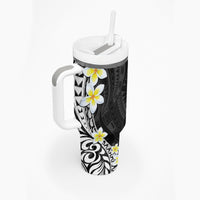 Hawaii Aloha Tumbler With Handle Plumeria Vintage - Black LT7 - Polynesian Pride