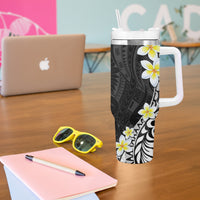 Hawaii Aloha Tumbler With Handle Plumeria Vintage - Black LT7 - Polynesian Pride