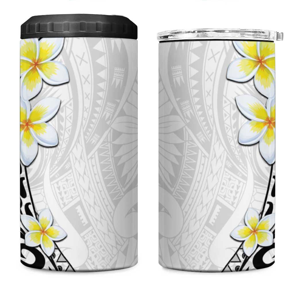 Hawaii Aloha 4 in 1 Can Cooler Tumbler Plumeria Vintage - White LT7 One Size: 16 oz White - Polynesian Pride