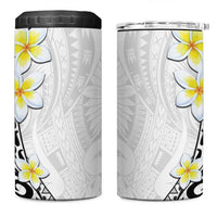 Hawaii Aloha 4 in 1 Can Cooler Tumbler Plumeria Vintage - White LT7 One Size: 16 oz White - Polynesian Pride