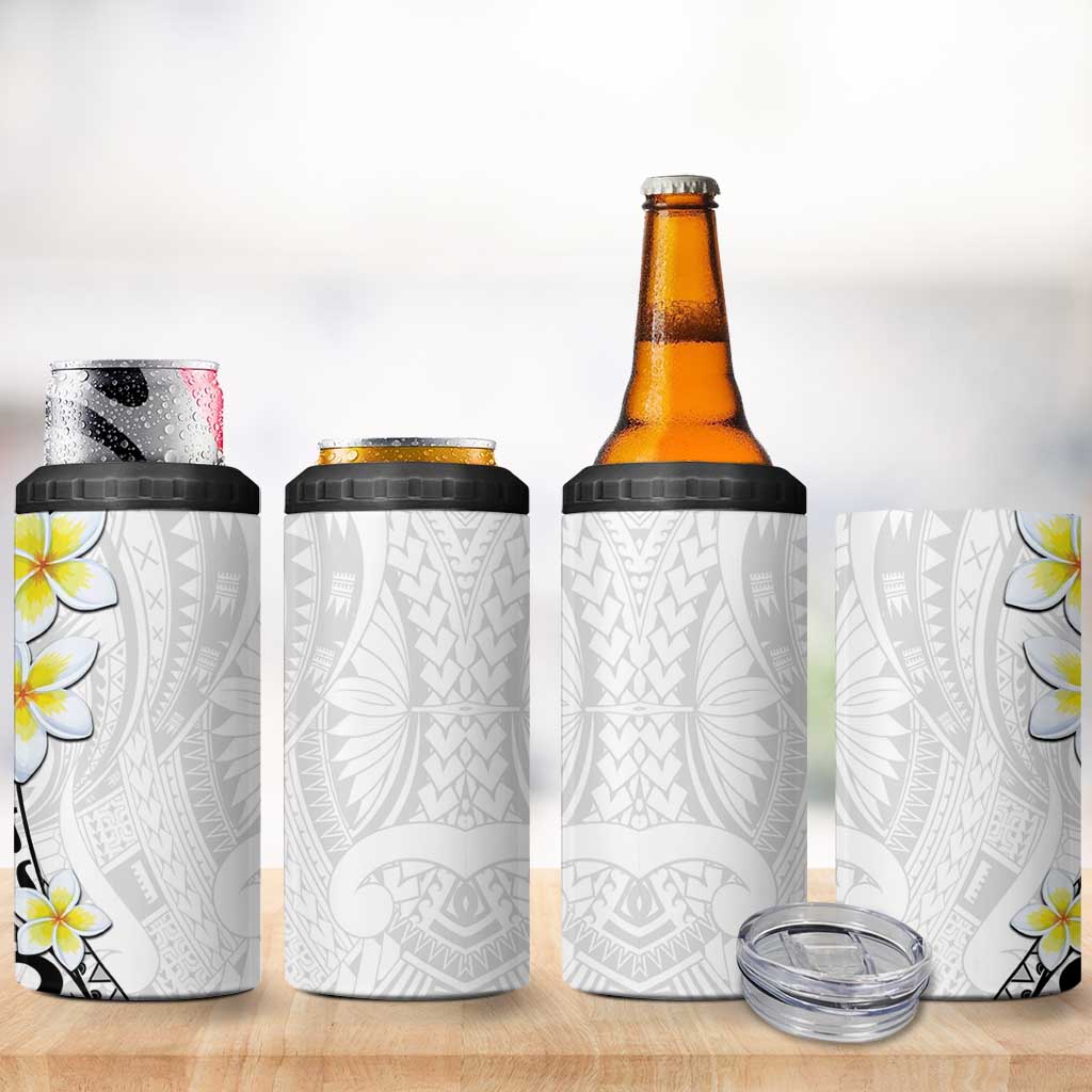 Hawaii Aloha 4 in 1 Can Cooler Tumbler Plumeria Vintage - White LT7 - Polynesian Pride