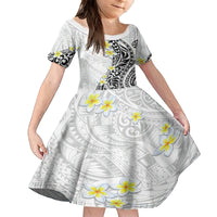 Hawaii Aloha Family Matching Off Shoulder Maxi Dress and Hawaiian Shirt Plumeria Vintage - White LT7 Daughter's Dress White - Polynesian Pride