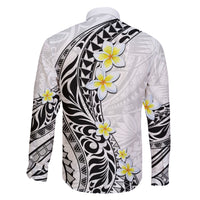 Hawaii Aloha Family Matching Off Shoulder Maxi Dress and Hawaiian Shirt Plumeria Vintage - White LT7 - Polynesian Pride