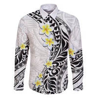 Hawaii Aloha Family Matching Puletasi Dress and Hawaiian Shirt Plumeria Vintage - White LT7 Dad's Shirt - Long Sleeve White - Polynesian Pride