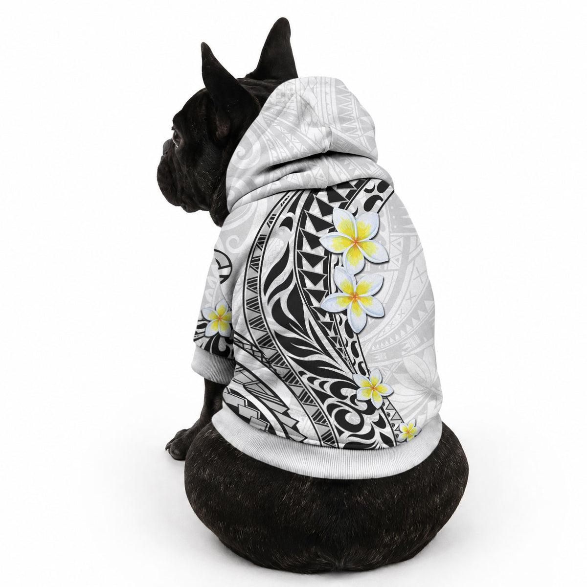 Hawaii Aloha Pet Hoodie Plumeria Vintage - White LT7 - Polynesian Pride