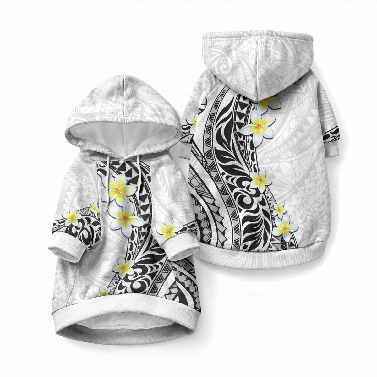 Hawaii Aloha Pet Hoodie Plumeria Vintage - White LT7 Pullover White - Polynesian Pride