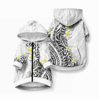 Hawaii Aloha Pet Hoodie Plumeria Vintage - White LT7 Zip-up White - Polynesian Pride