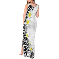 Hawaii Aloha Tank Maxi Dress Plumeria Vintage - White LT7 - Polynesian Pride
