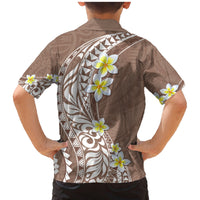 Hawaii Aloha Family Matching Mermaid Dress and Hawaiian Shirt Plumeria Vintage - Brown LT7 - Polynesian Pride