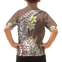 Hawaii Aloha Family Matching Tank Maxi Dress and Hawaiian Shirt Plumeria Vintage - Brown LT7 - Polynesian Pride