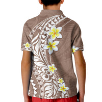 Hawaii Aloha Kid Polo Shirt Plumeria Vintage - Brown LT7 - Polynesian Pride