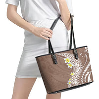 Hawaii Aloha Leather Tote Bag Plumeria Vintage - Brown LT7 - Polynesian Pride