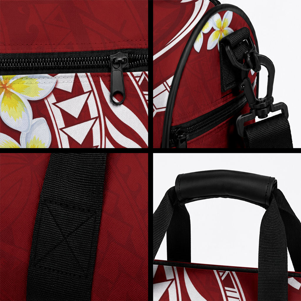 Hawaii Aloha Duffle Bag Plumeria Vintage - Crimson