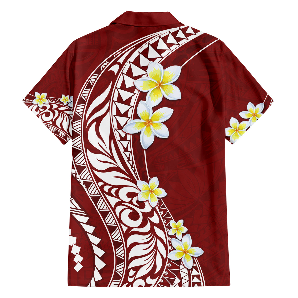 Hawaii Aloha Family Matching Summer Maxi Dress and Hawaiian Shirt Plumeria Vintage - Crimson LT7 - Polynesian Pride